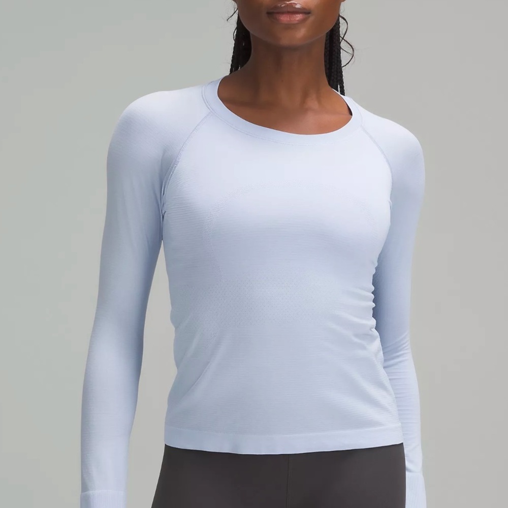 Lululemon-Swiftly Tech Long-Sleeve Shirt 2.0- Blue Linen size 6